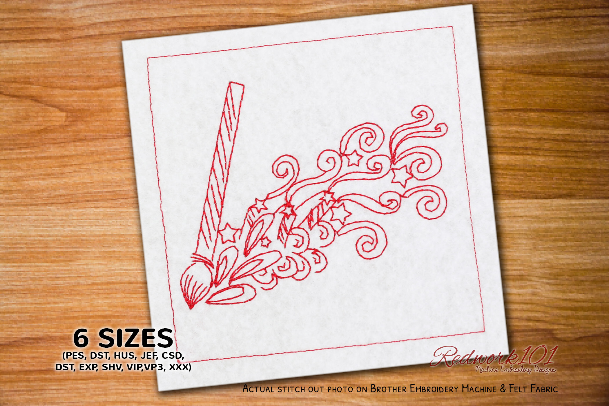 Brush with Abstract Doodles Redwork