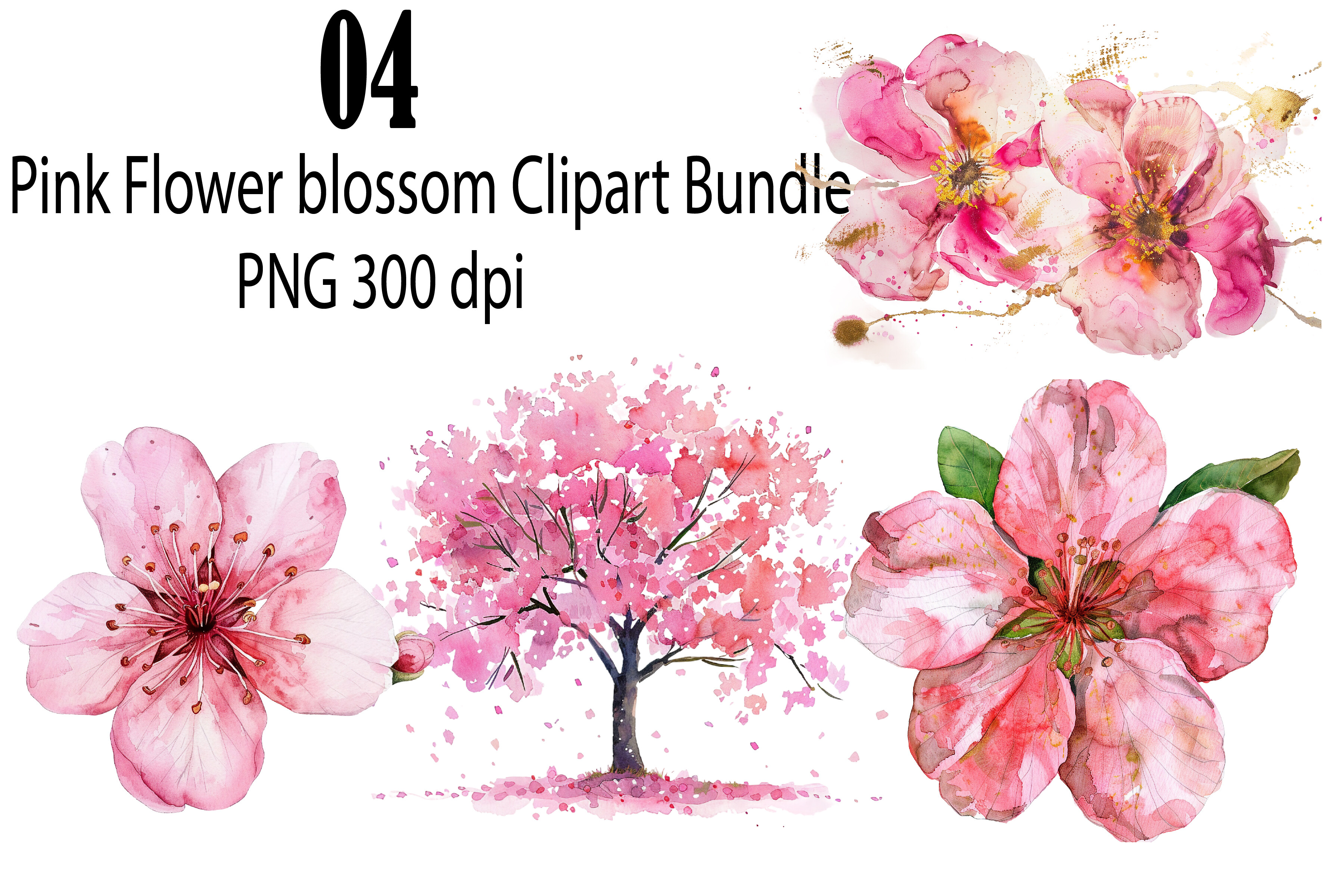 Flowers Clipart Set, Watercolor Bundle Graphic by Print Market Designs ...