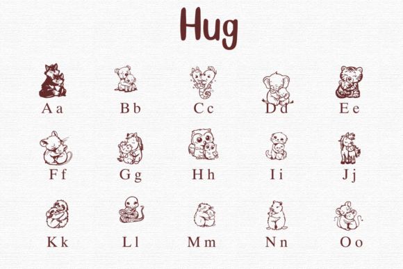 Hug Font PNG with transparent background - Preview 1