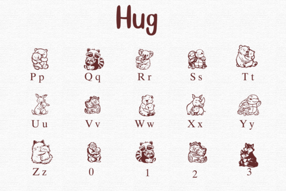 Hug Font PNG with transparent background - Preview 2