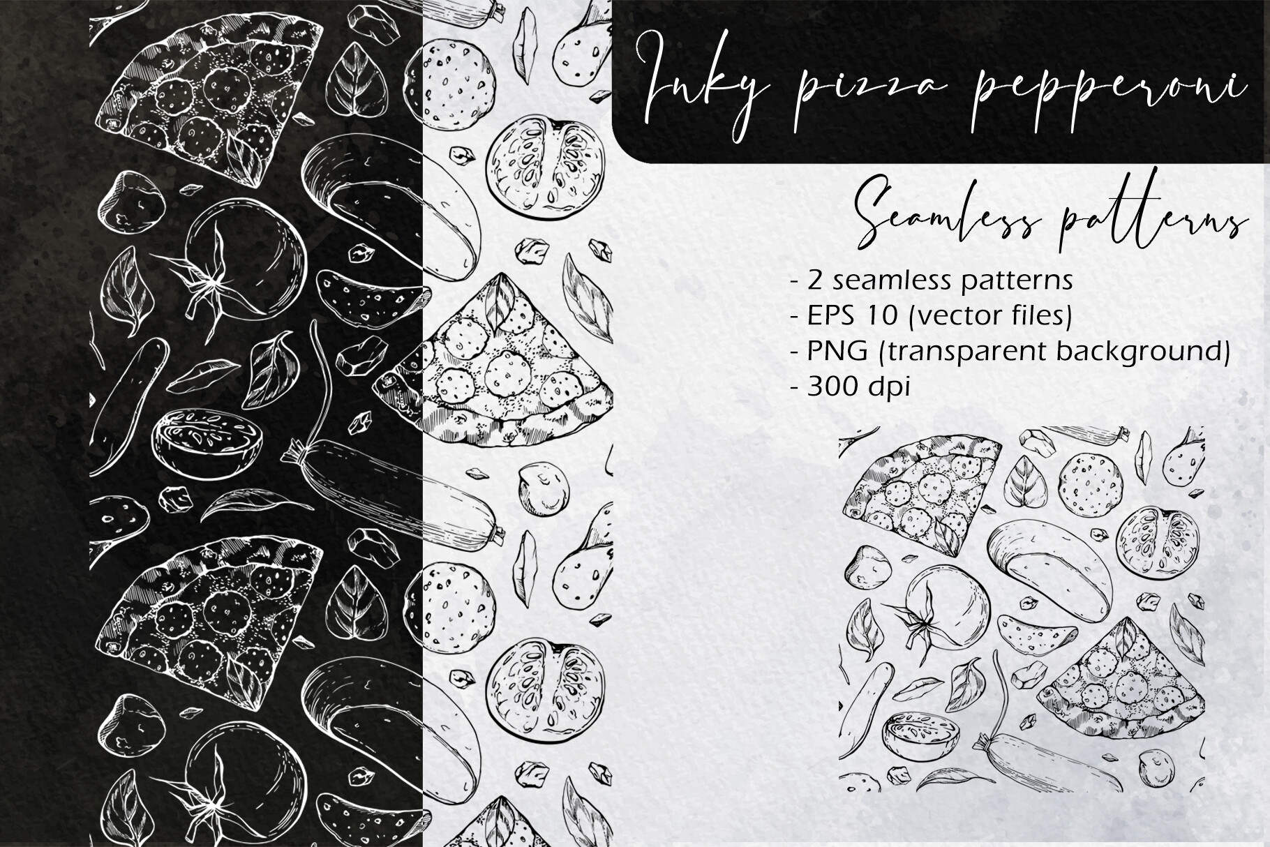 Pepperoni Pattern Free Inky Pizza Pepperoni: Seamless Patterns Graphic by msflaffy · Creative ...