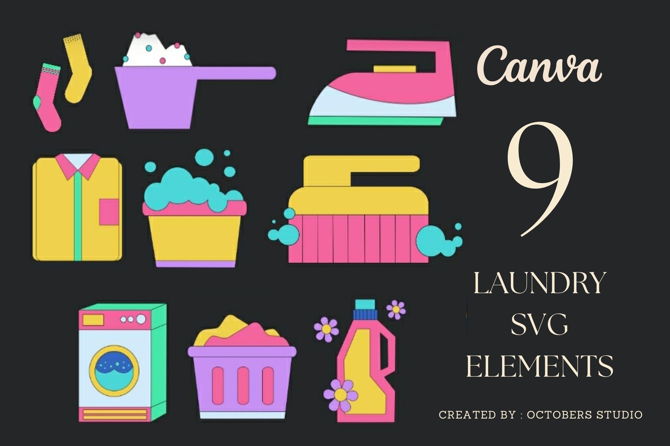 Laundry SVG Elements Graphic by Octobers Studio · Creative Fabrica