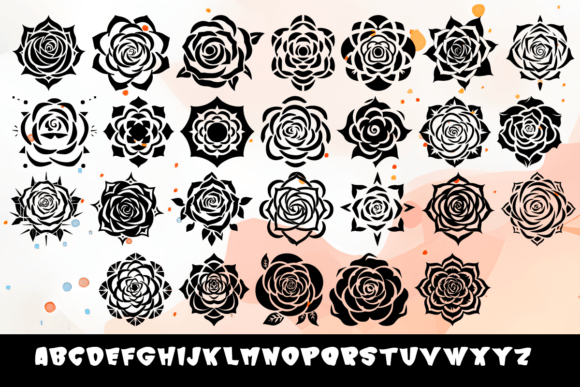 Rose Geometric Font PNG with transparent background - Preview 1