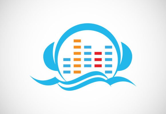 Sea Music Wave Logo Design Template.