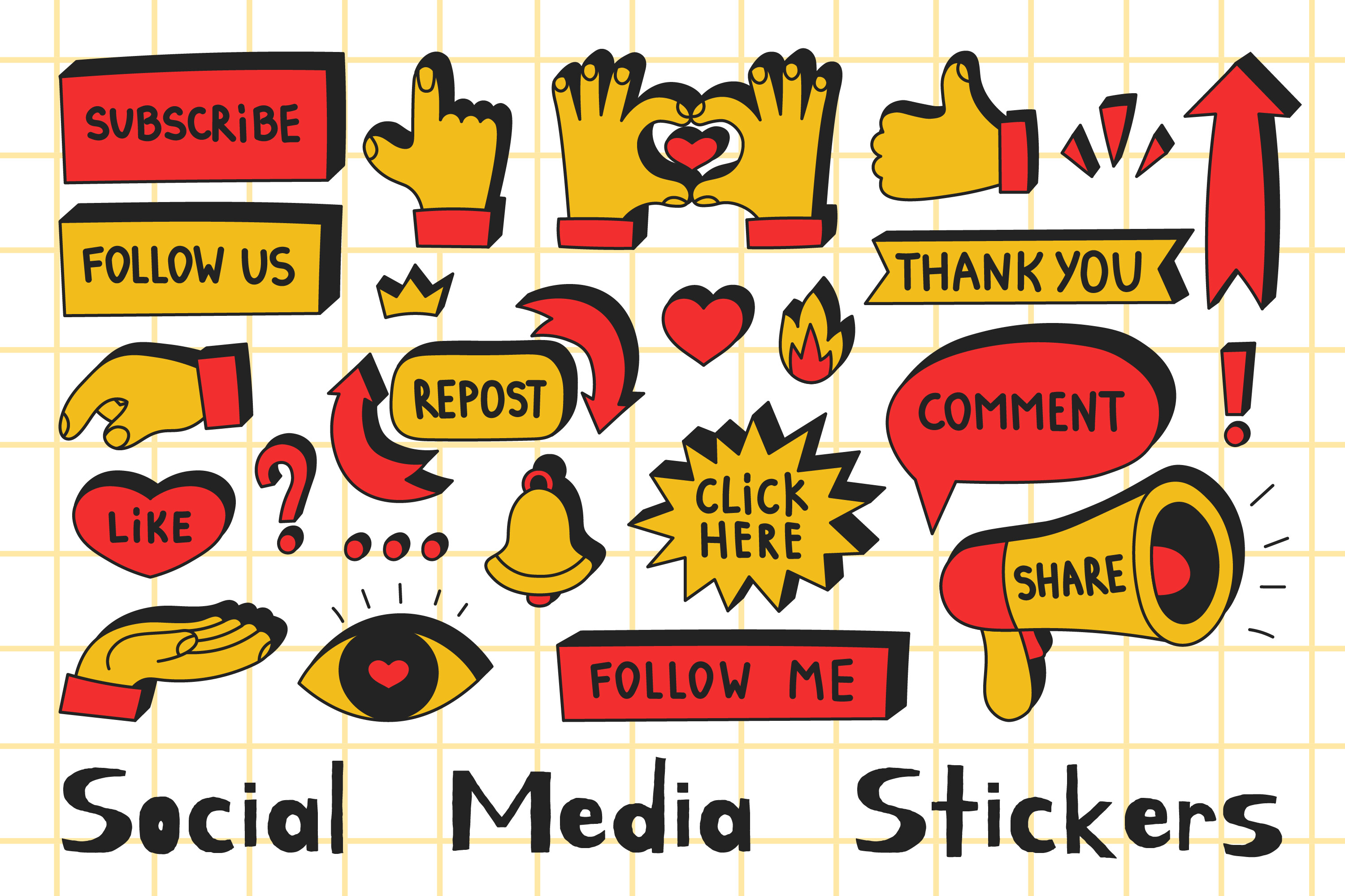 Social Media Call-to-action PNG Stickers
