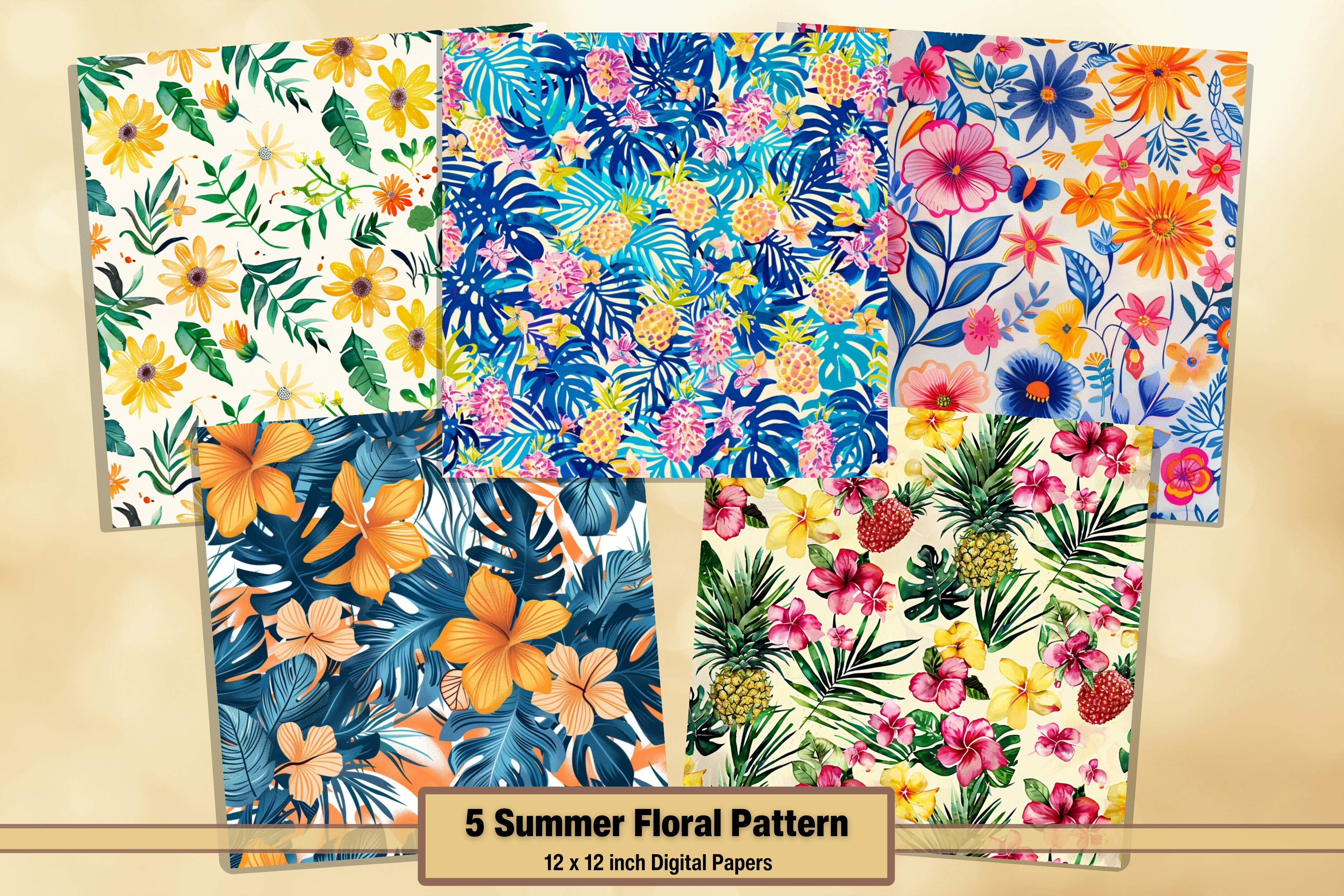 Summer Floral Nature Digital Papers 20 Graphic by artisticwayco ...