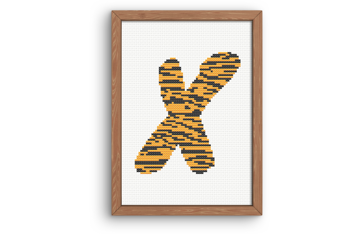 Tiger Print X Monogram Cross Stitch