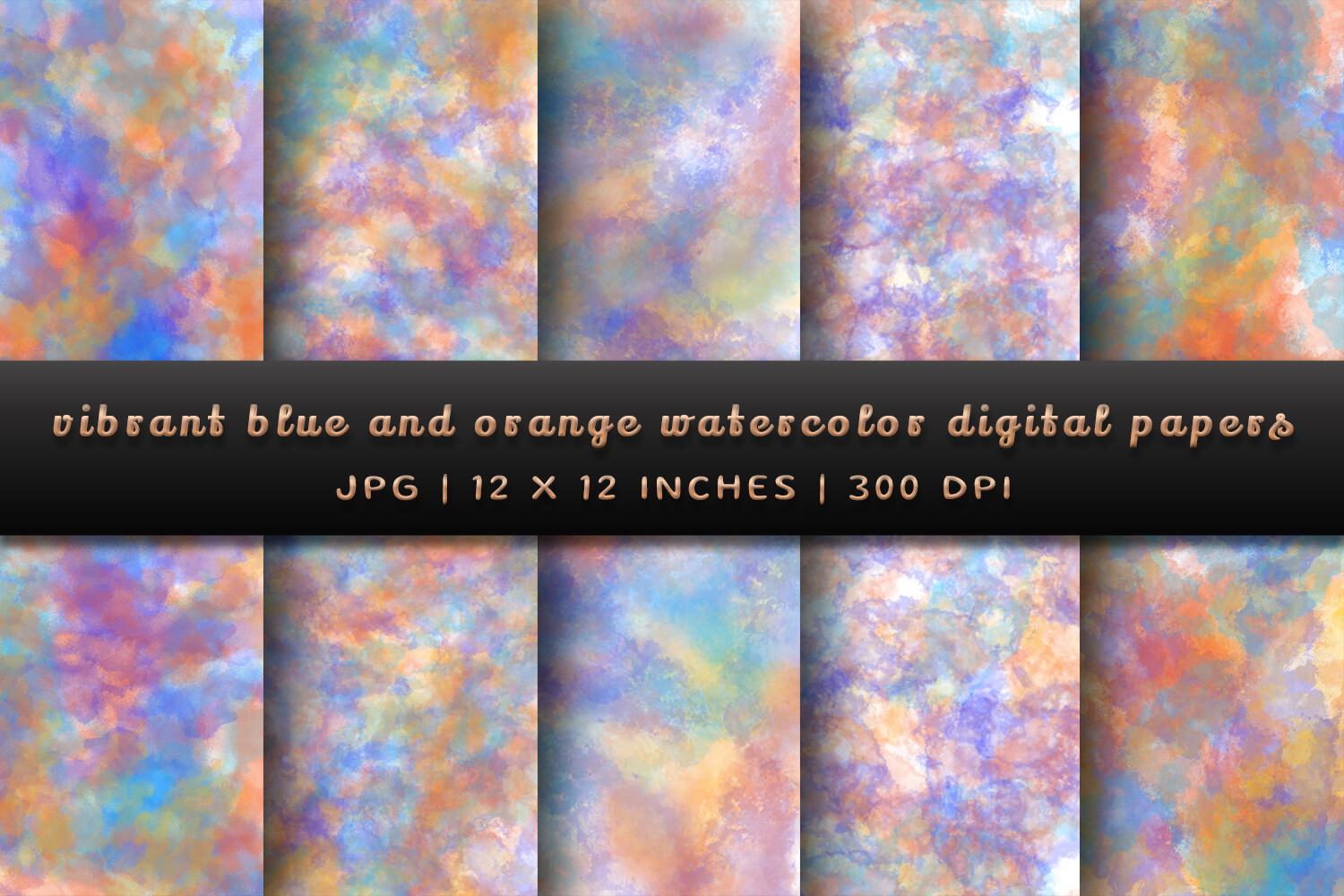 Vibrant Blue and Orange Digital Papers Graphic by Pugazh Logan ...