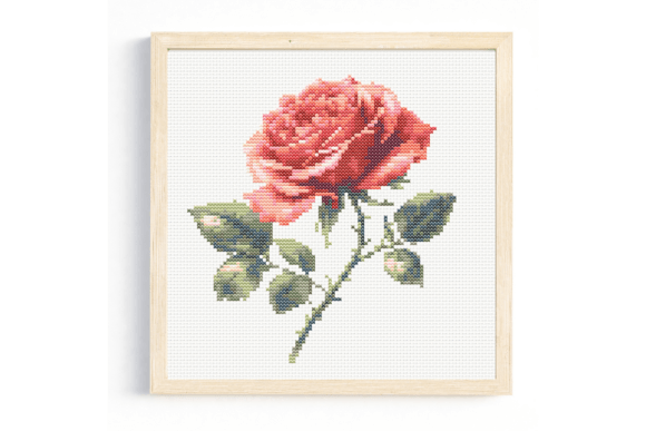 Watercolour Red Rose 1 Cross Stitch