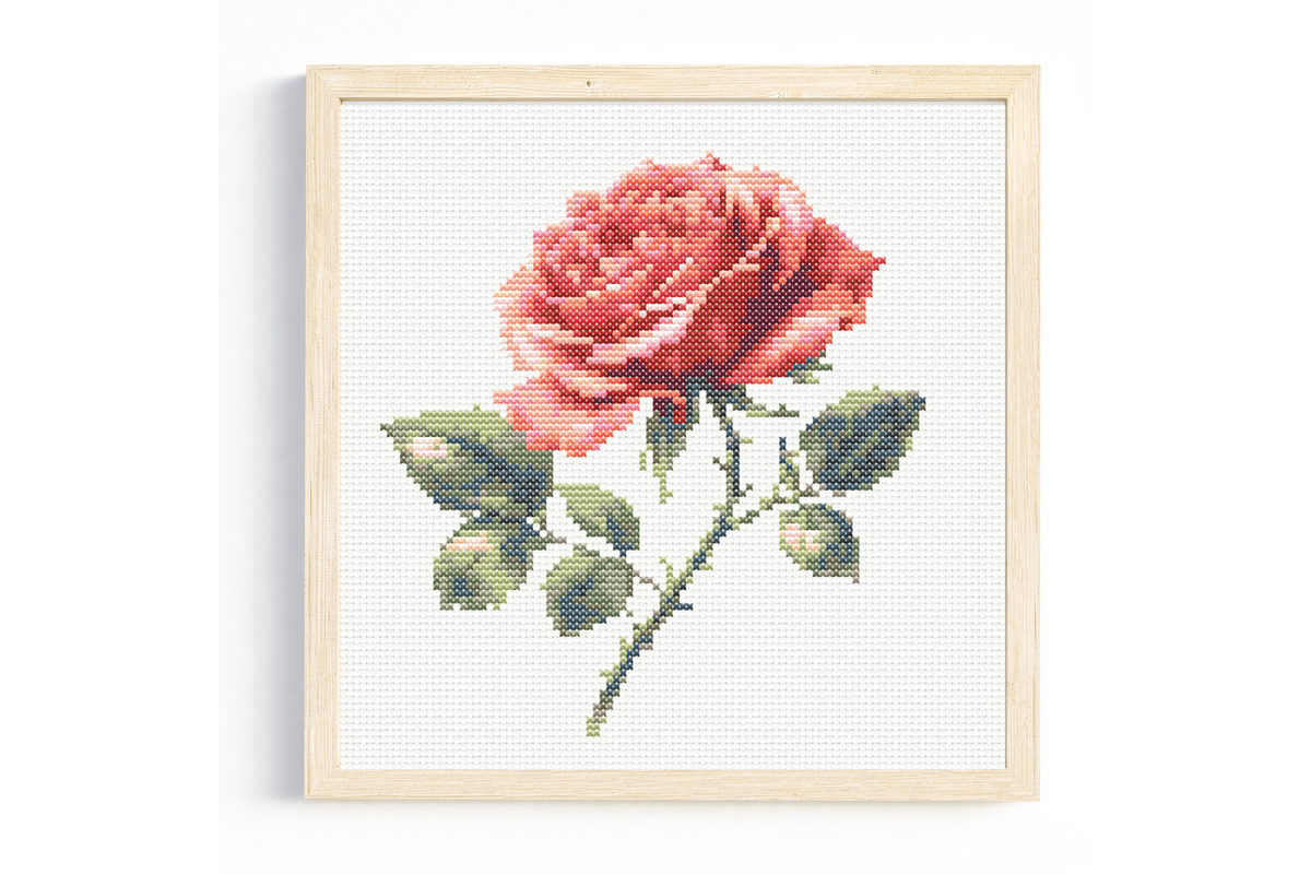 Watercolour Red Rose 1 Cross Stitch