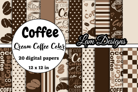 Hand-drawn Coffee Digital Papers Gráfico Patrones de Papel Por lam designs