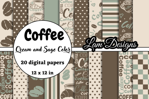 Hand-drawn Coffee Digital Papers Grafik Papier-Muster Von lam designs