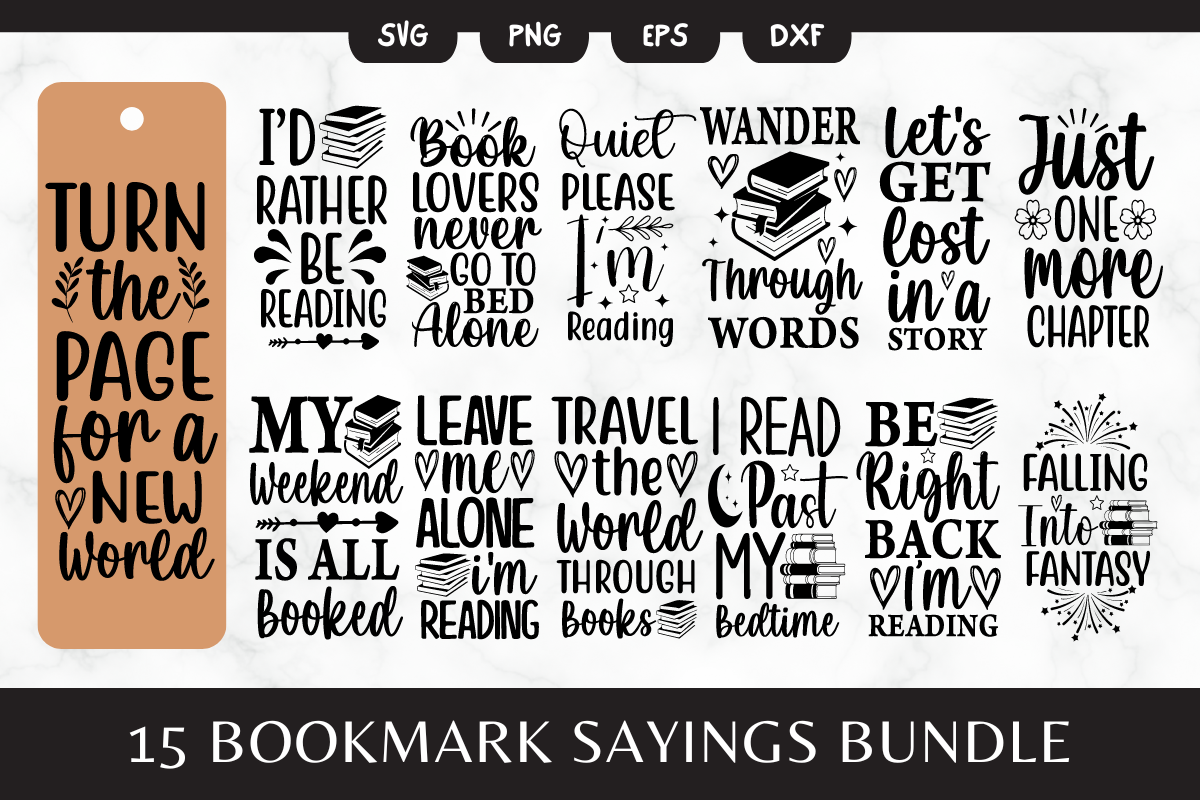 15 Bookmark SVG | Book Lovers Sayings