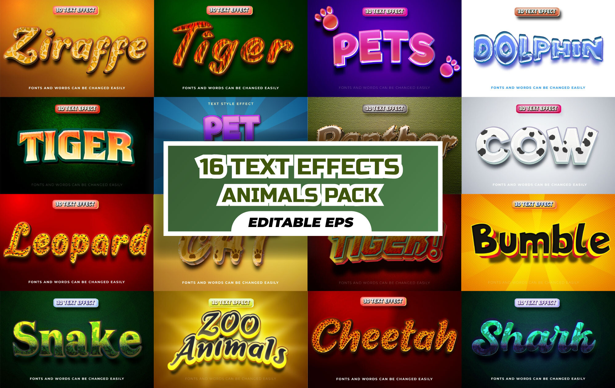 16 Animal Text Effect Pack Graphic by afpriom · Creative Fabrica