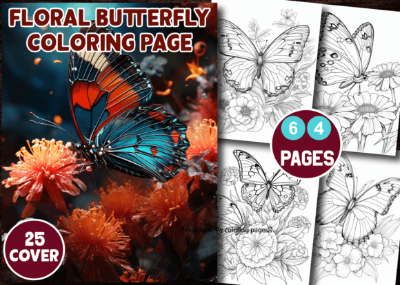 64 Floral Butterfly Coloring Pages