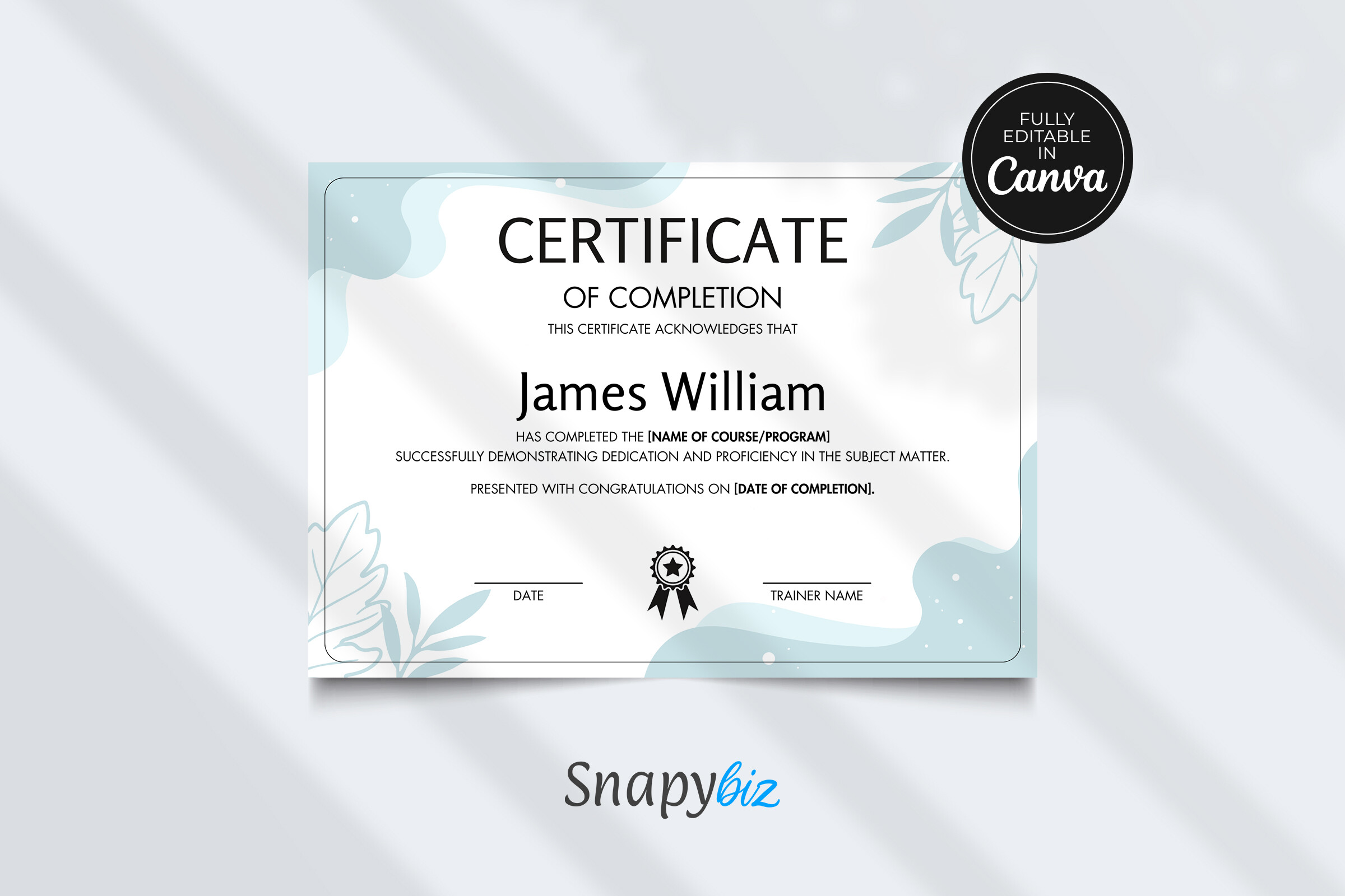 Certificate of Completion Canva Editable Graphic by SnapyBiz · Creative ...