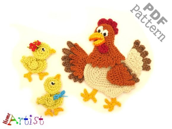 Chicken Crochet Applique