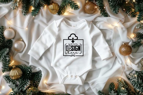 Christmas Baby Bodysuit White Mockups Graphic Baby & Kids Clothing By Dream Graphic Art