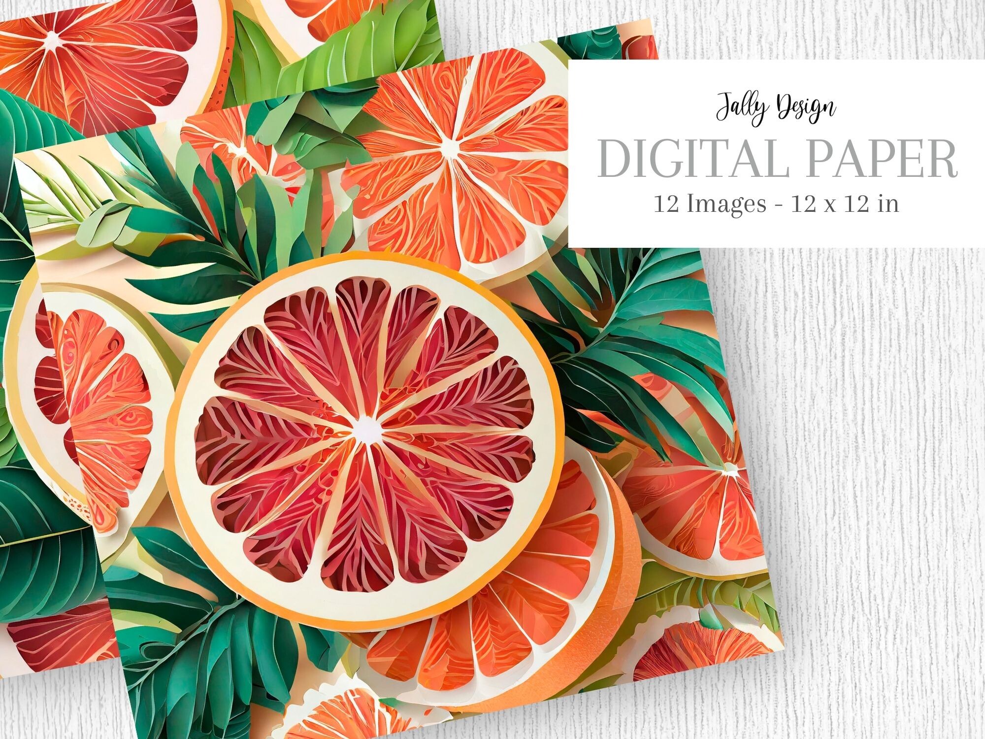 Colorful Grapefruits Paper Layers Style Graphic by jallydesign ...