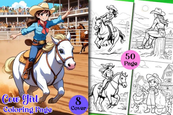 Cow Girl - Coloring Kids and Book