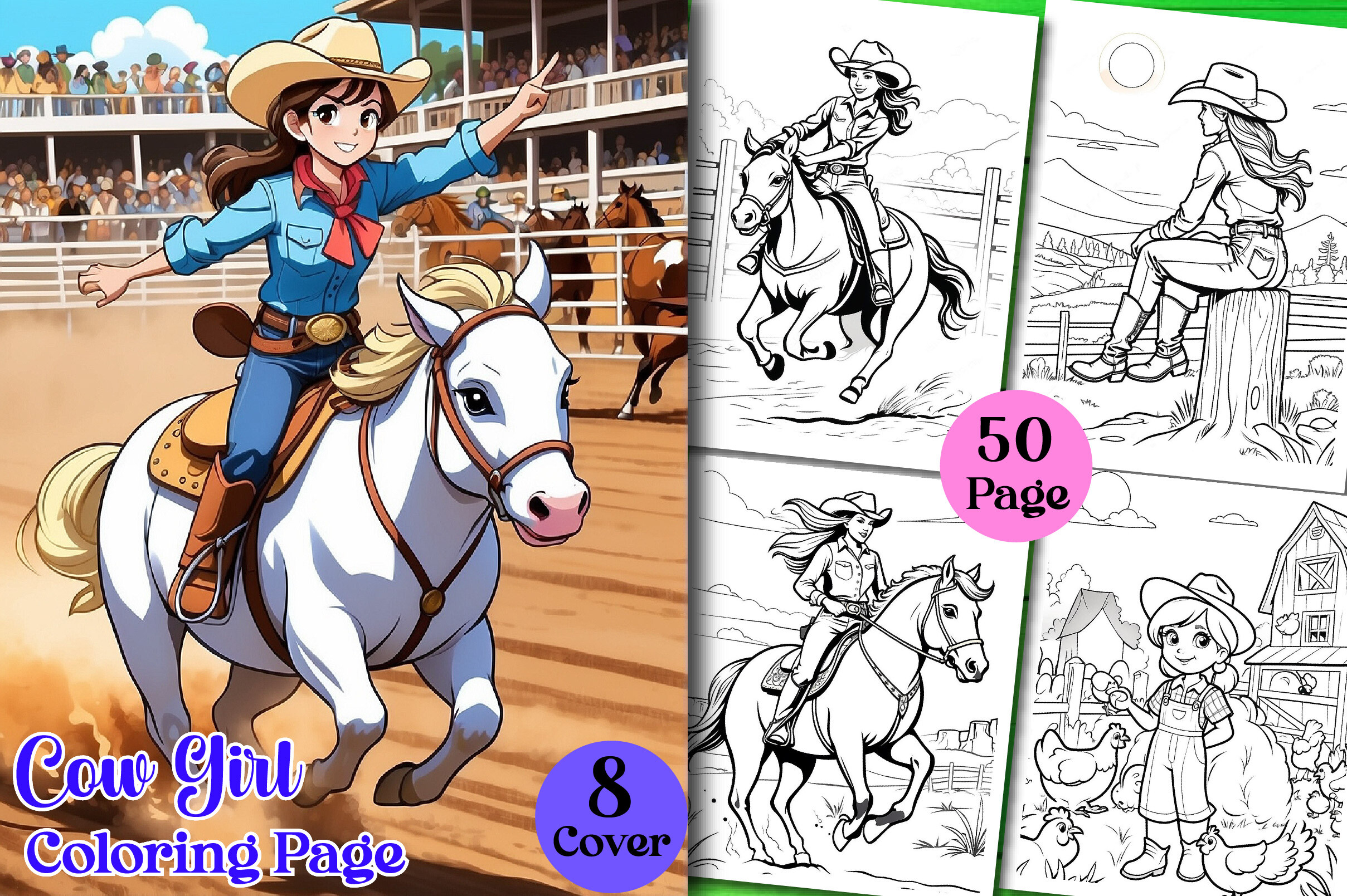 Cow Girl - Coloring Kids and Book