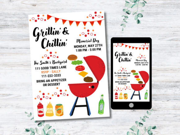 Editable Invitation BBQ Canva Template