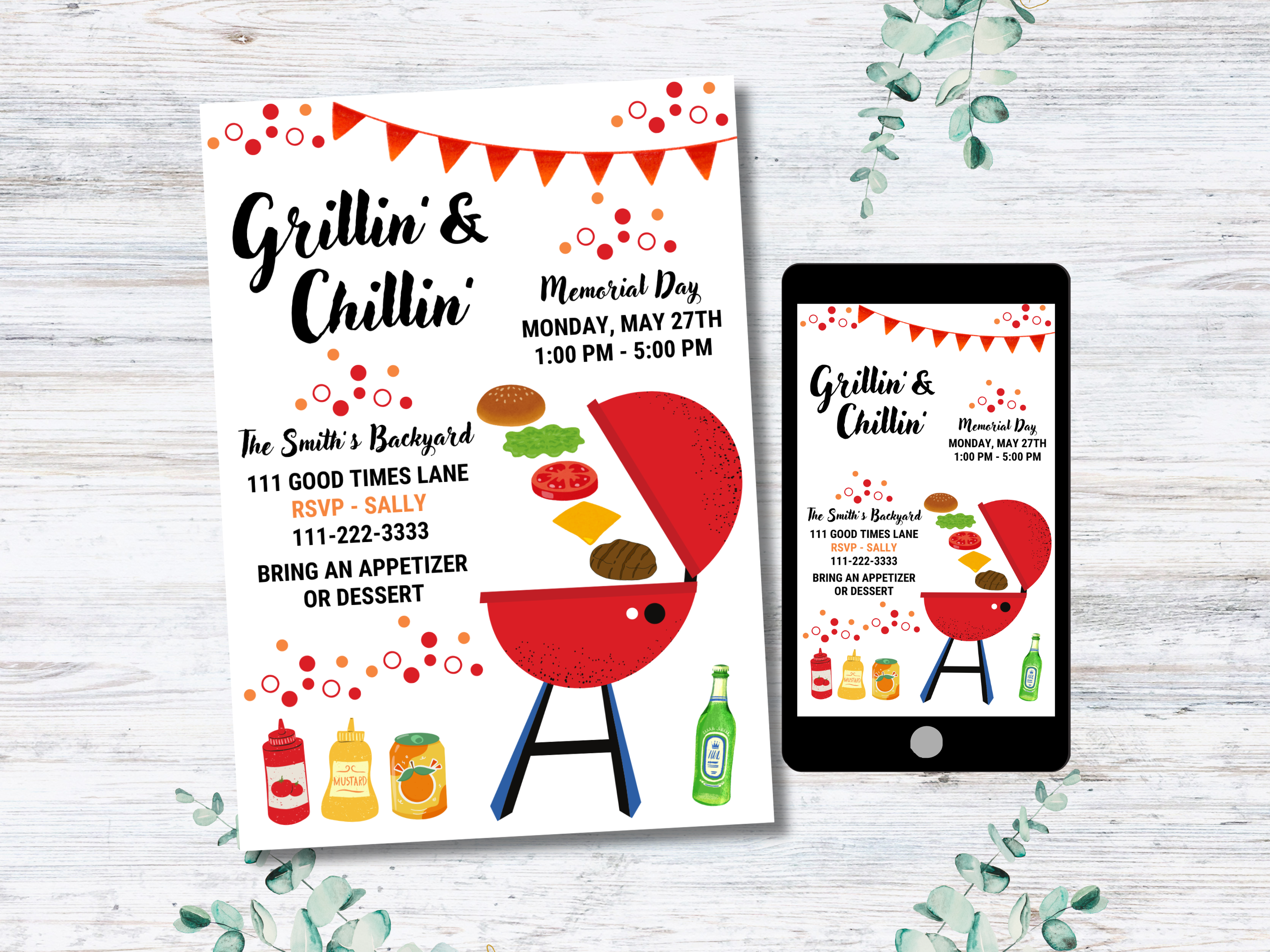 Editable Invitation BBQ Canva Template