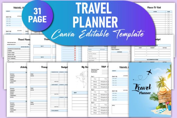Editable Travel Planner Canva KDP