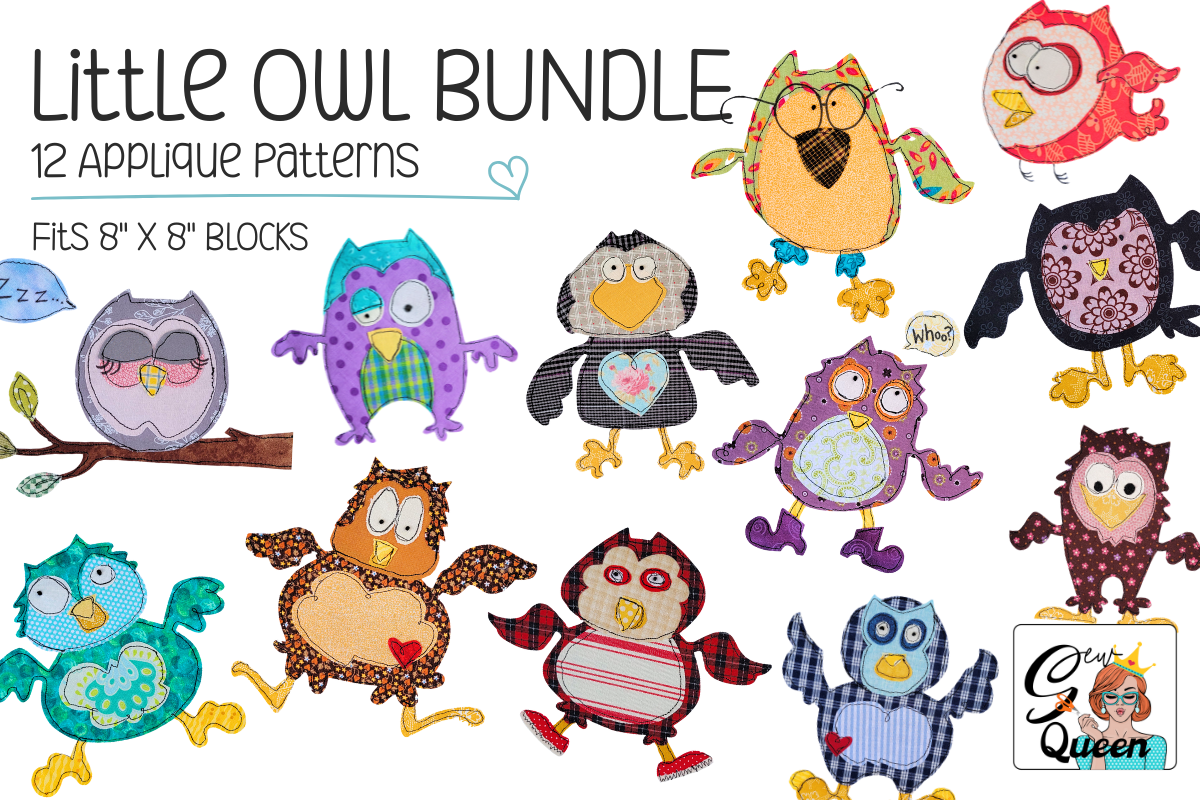 Little Owls BUNDLE -12 Applique Patterns