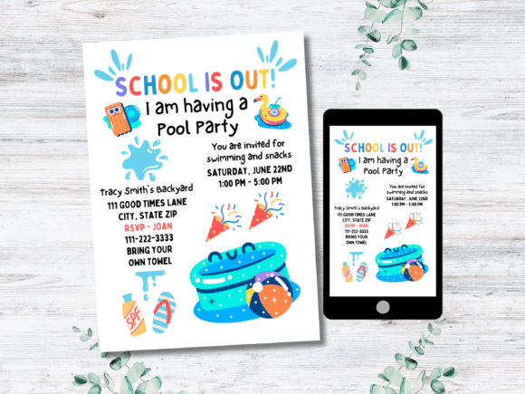 Pool Party Invitation Canva Template