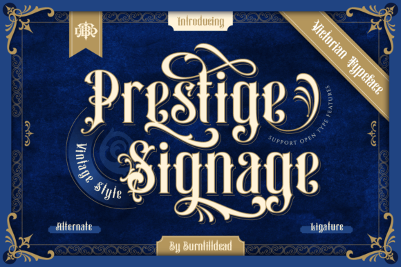 Preview specimen of Prestige Signage blackletter font