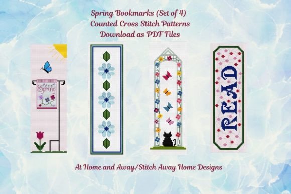 Spring Cross Stitch Bookmarks (set of 4)