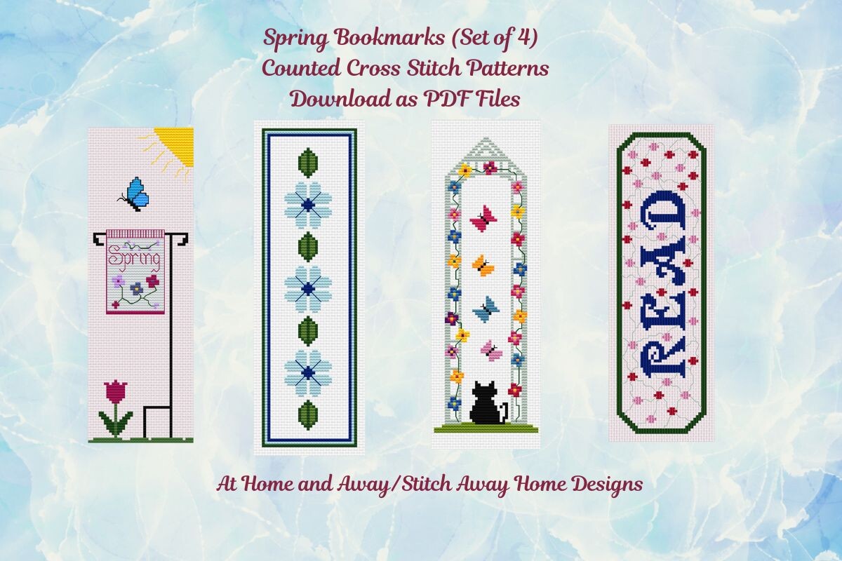 Spring Cross Stitch Bookmarks (set of 4)