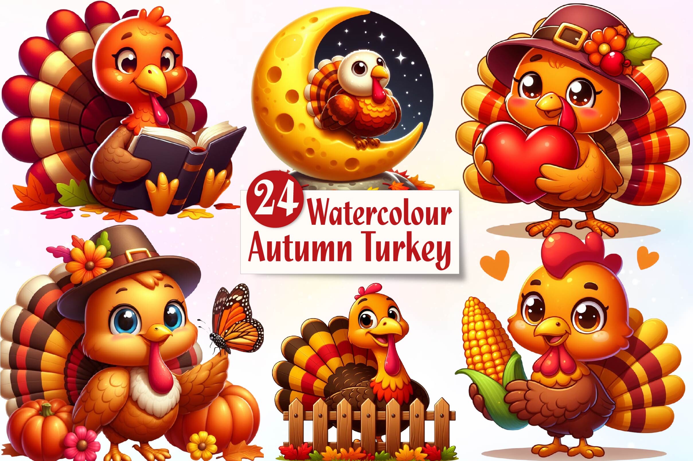 Autumn Cute Turkey Clipart Graphic by Dreamshop · Creative Fabrica