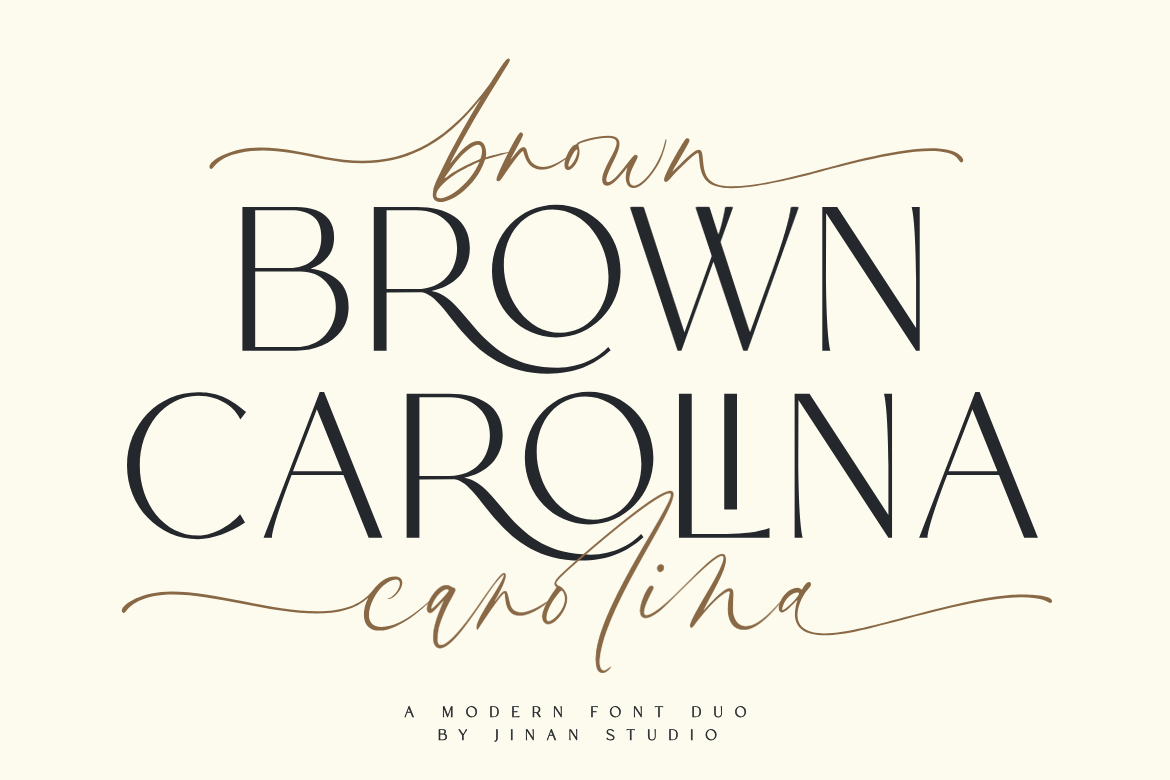 Brown Carolina Duo Font original font specimen shown by Creative Fabrica
