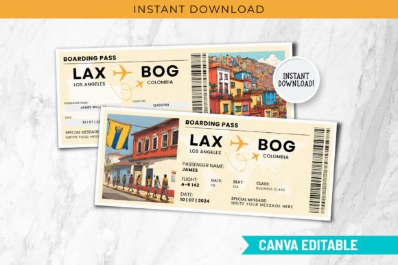 Colombia Trip Surprise Gift Ticket Canva