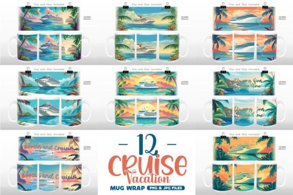 Cruise Vacation Mug Wrap Bundle Graphics