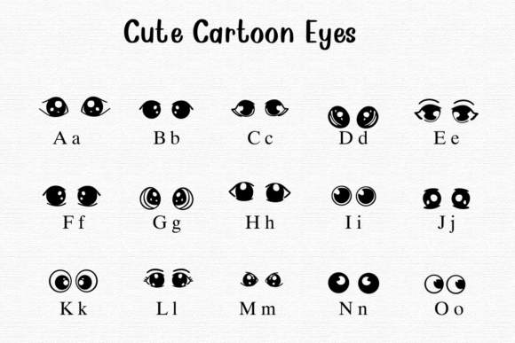 Cute Cartoon Eyes Font - Preview 1