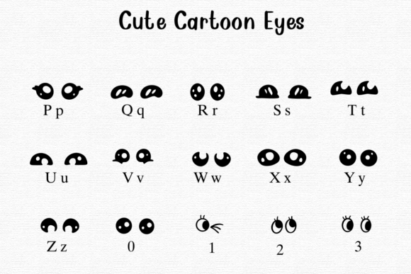 Cute Cartoon Eyes Font - Preview 2