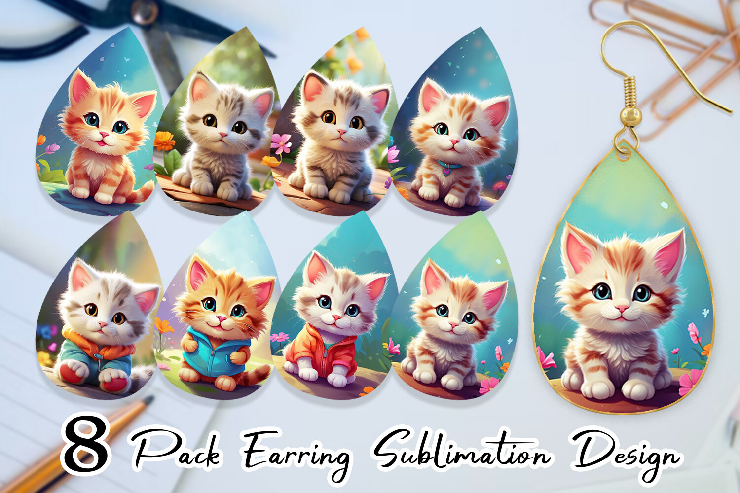Earring Charming Baby Cat Graphic by Artnoy · Creative Fabrica