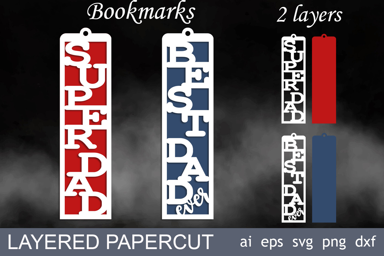 Fathers Day Layered Super Dad Bookmarks