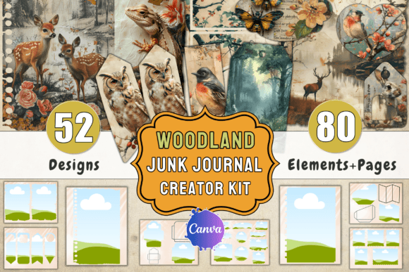 Junk Journal Kit Woodland Journal Pages