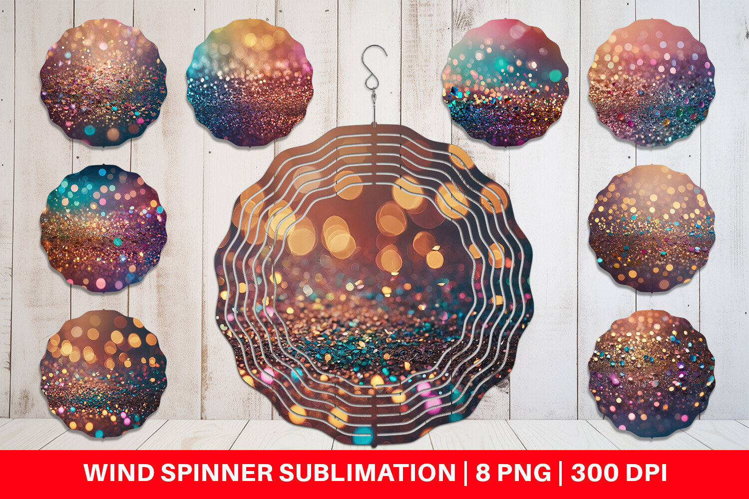 Wind Spinner Colorful Glitter Bokeh Graphic by Artnoy · Creative Fabrica