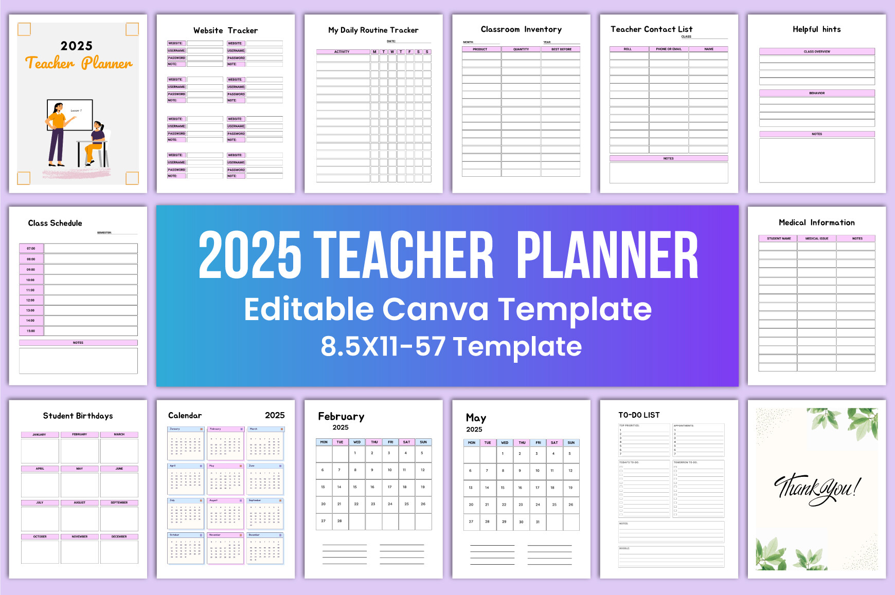 2025 Teacher Planner Canva Interior Graphic by munjixpro · Creative Fabrica