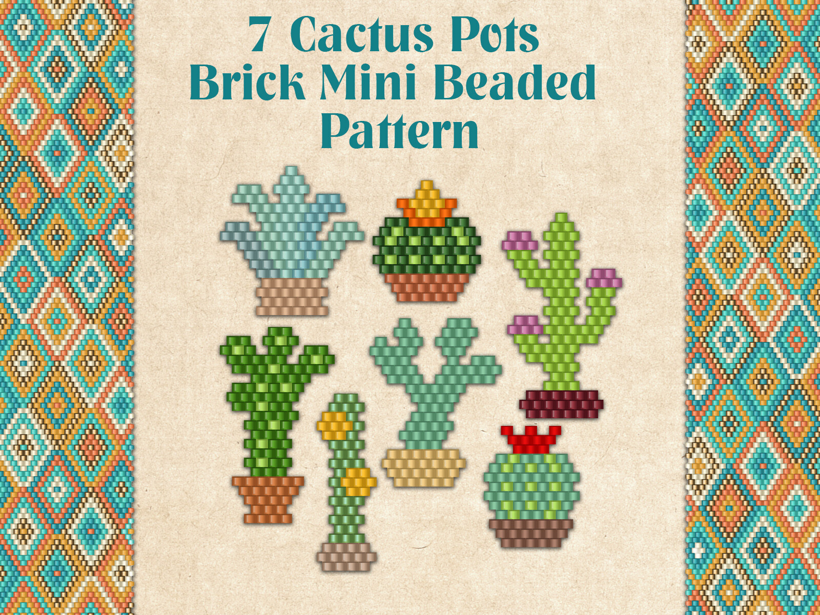 7 Beaded Cactus Pots