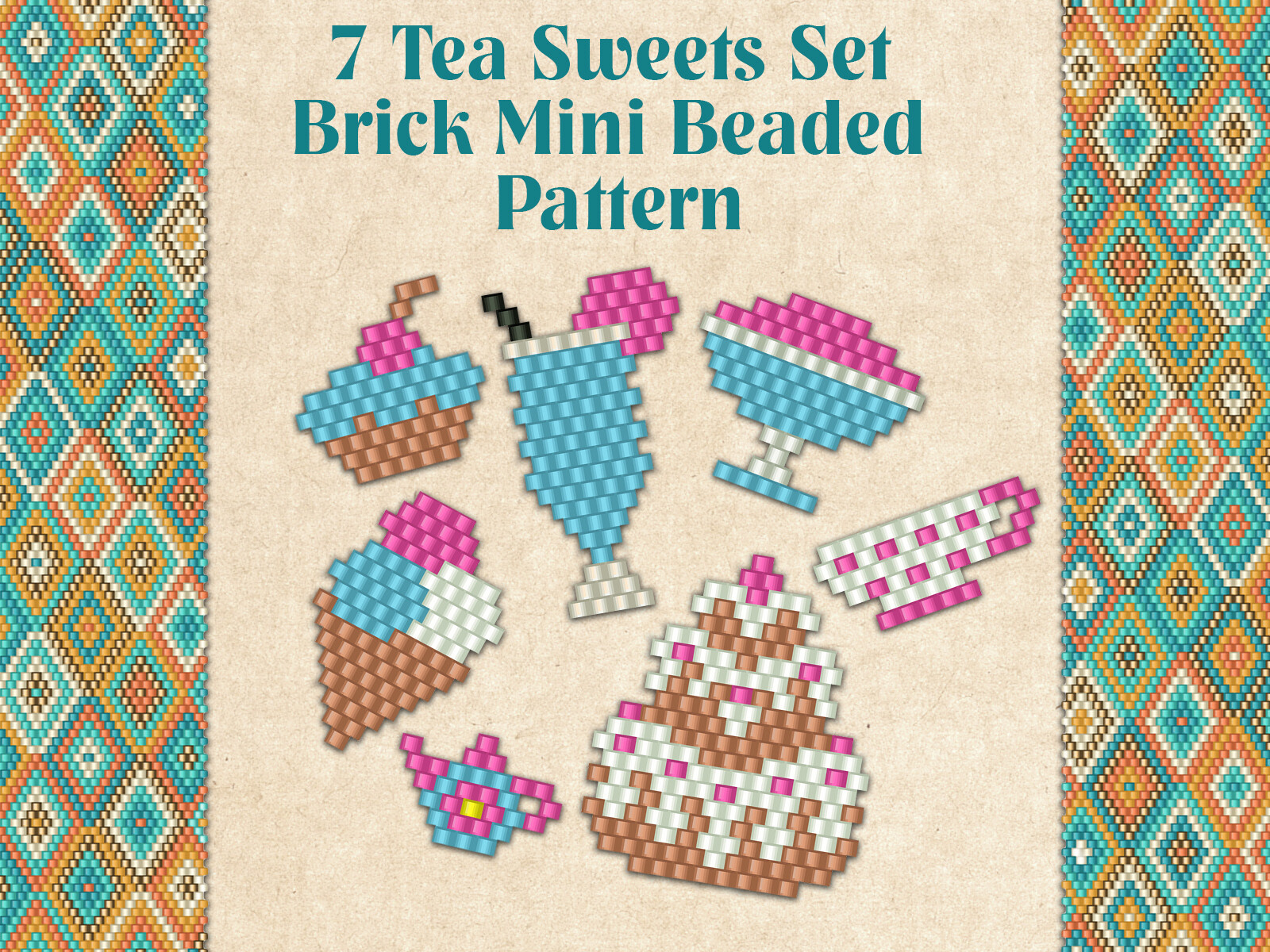 7 Beaded Tea Sweets Set