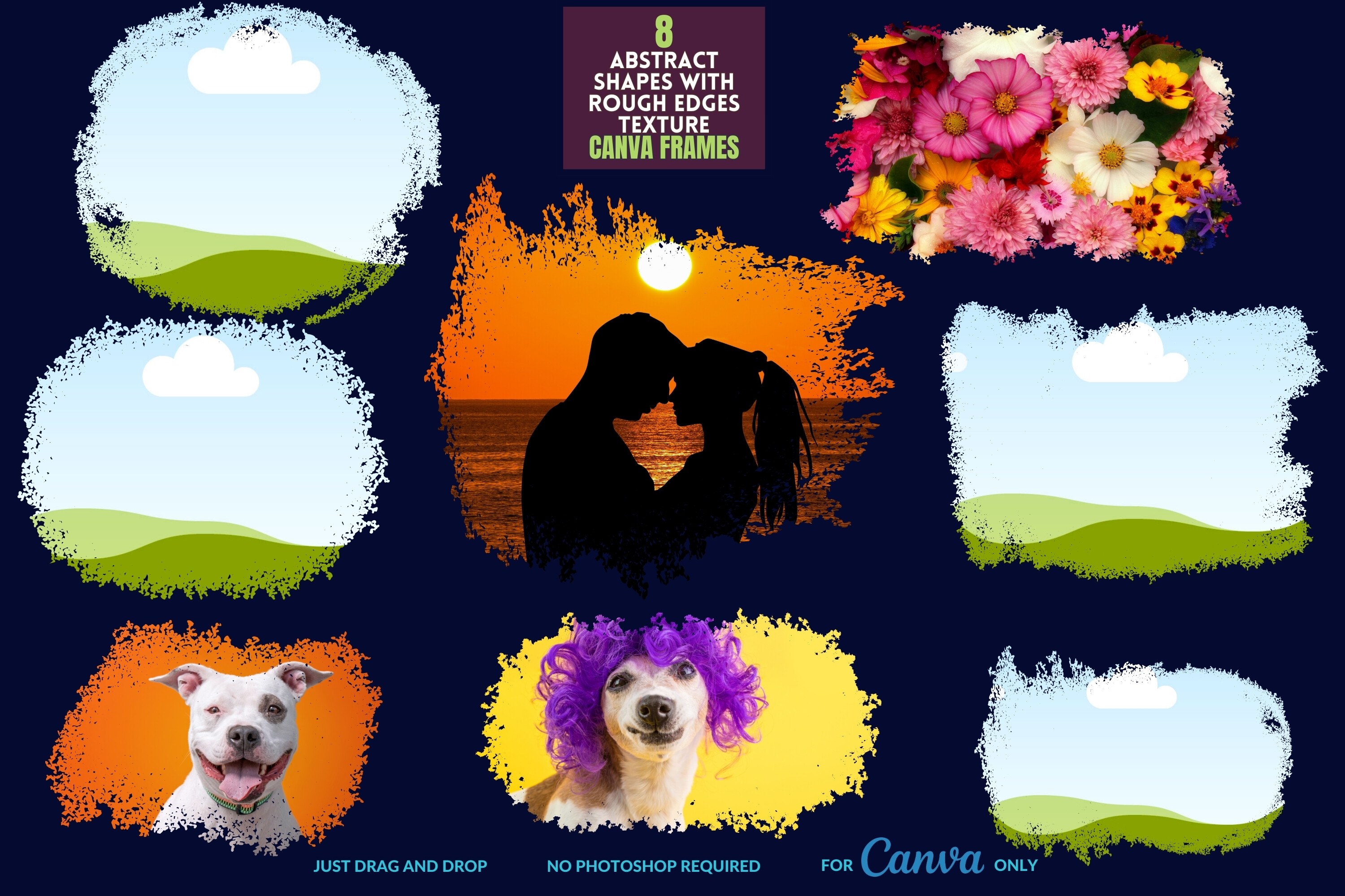 8 Rough Edge Canva Frames
