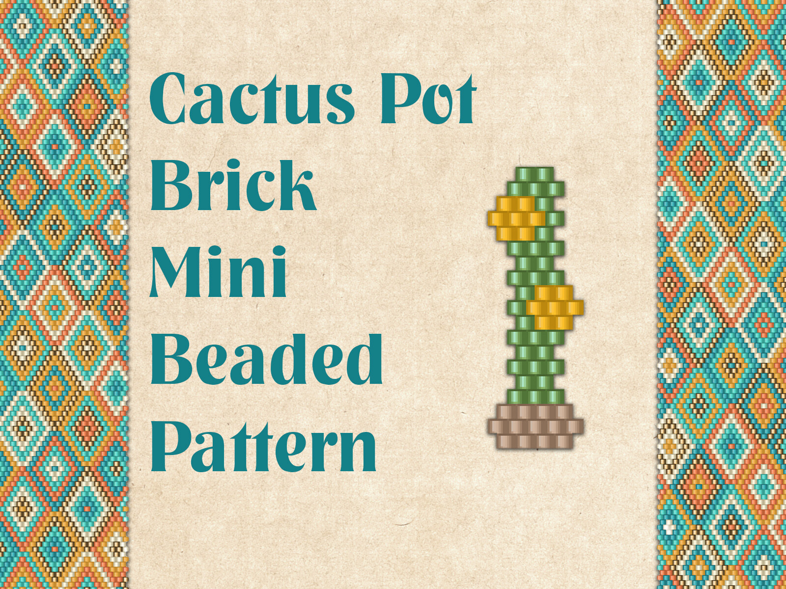 Beaded Cactus Pot