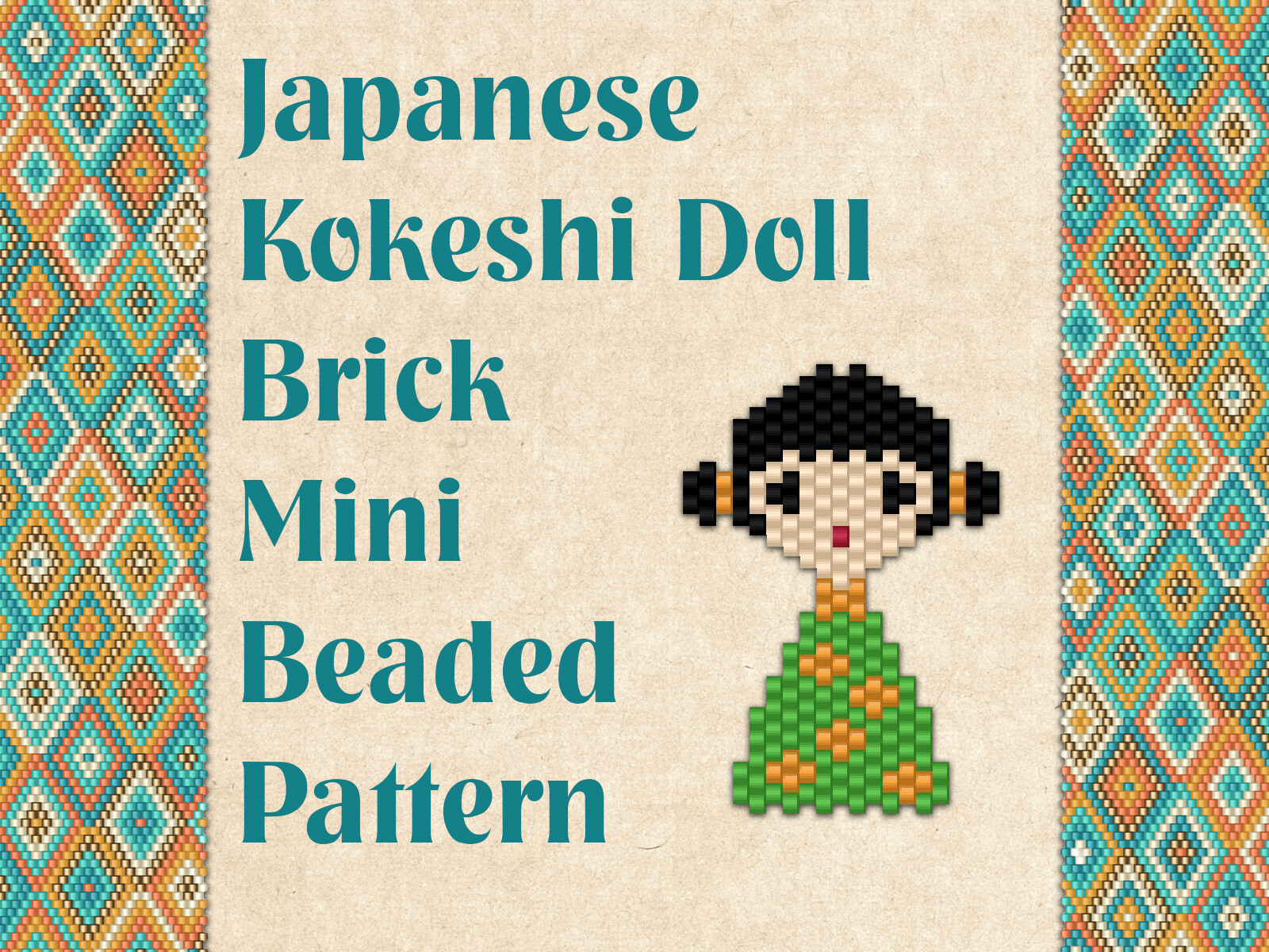 Beaded Japanese Kokeshi Doll