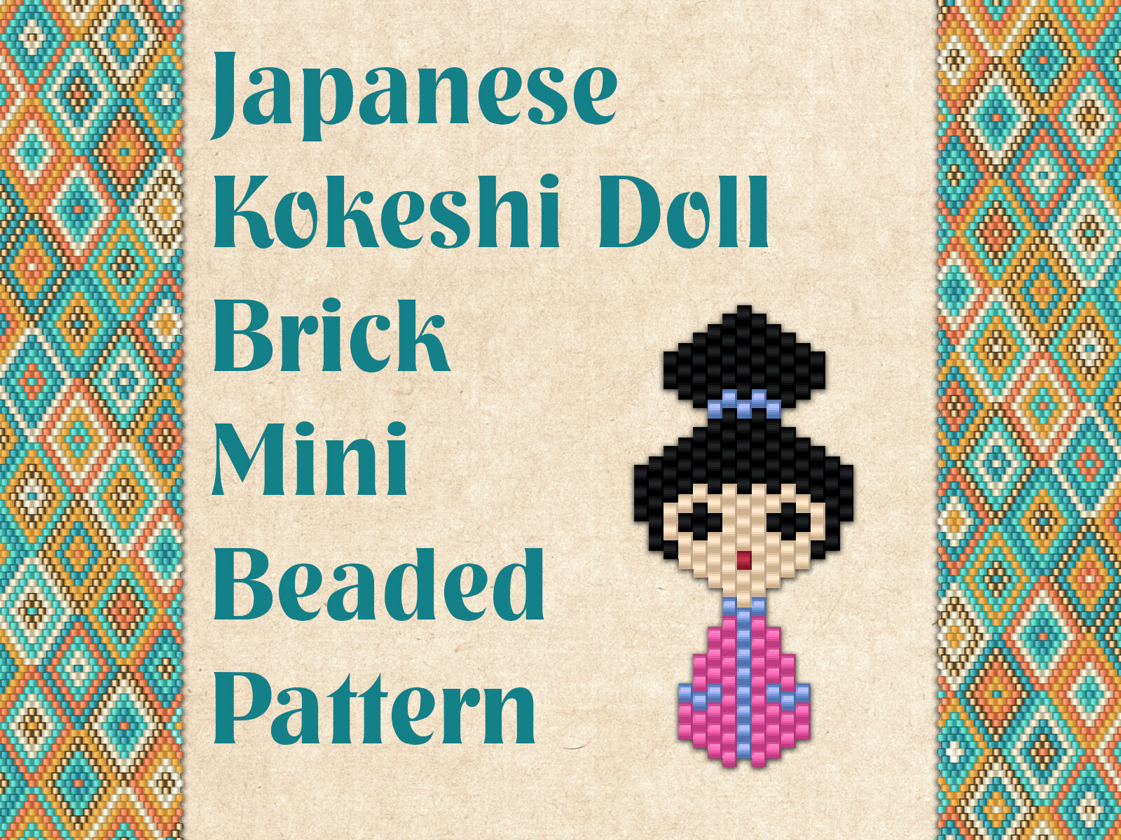 Beaded Japanese Kokeshi Doll